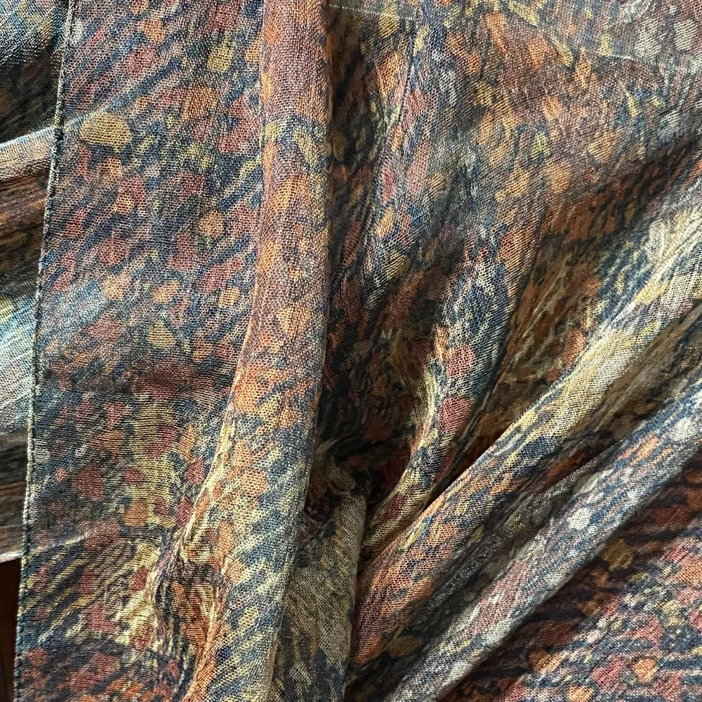 Vintage sheer Multicolor Patterned 59” x 15” Scarf